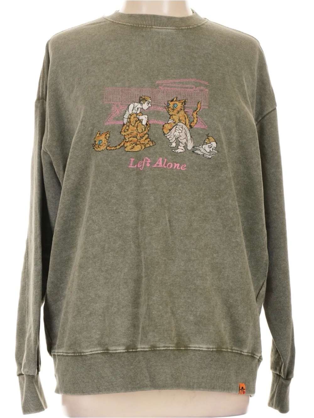 Left Alone Olive Graphic Crewneck Sweatshirt